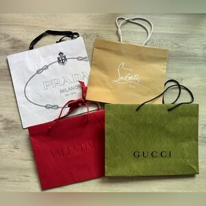 Luxury Shopping Gift Paper Bags Medium Sz Bundle Prada Gucci Valentino Louboutin